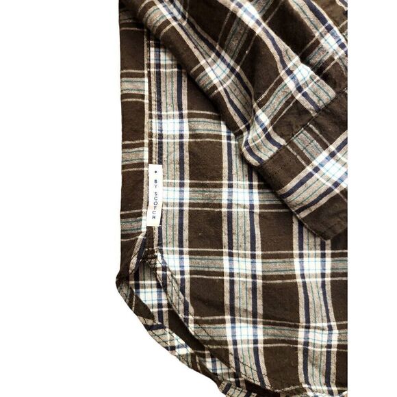 Scotch & Soda mens Med Plaid button up shirt. Regular fit green/brown longslv - Picture 7 of 11